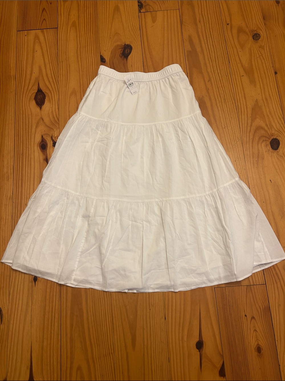 LOFT White Tiered Maxi Skirt